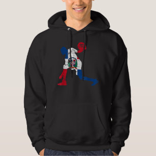 Distress Dominikanska Flagga - Dominikanska republ Hoodie