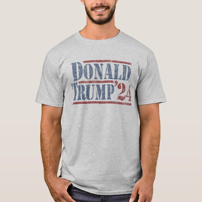 Distress Donald Trump 2024 T Shirt (Framsida)