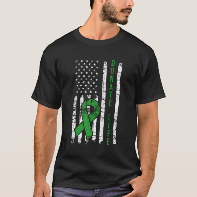 Distress Donate Life USA flagga Organ Kidney Donor T Shirt (Framsida)