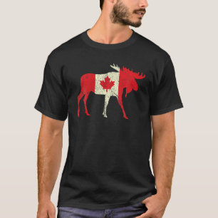 Distress Elk Hjort Canada Day Proud Canadian Flagg T Shirt