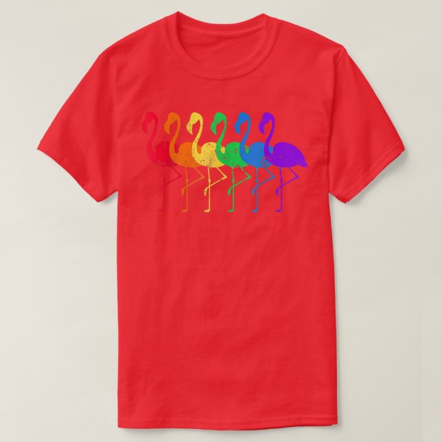 Distress Flamingo Rainbow LGBT  T Shirt (Design framsida)