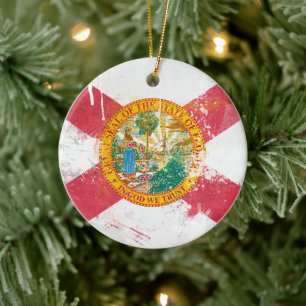 Distress Florida Flagga Julgransprydnad Keramik