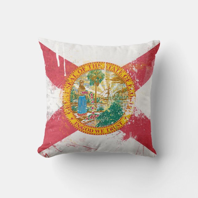 Distress Florida Flagga Kudde (Framsida)