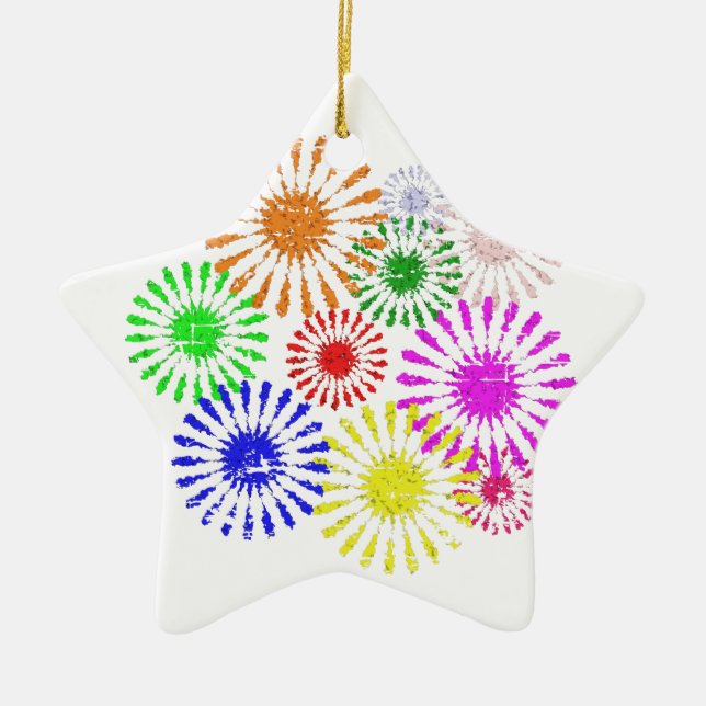 Distress Flower Burst Julgransprydnad Keramik (Framsidan)