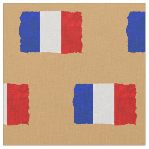Distress Fransk Flagga på Beige Tyg