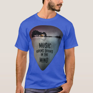 Distress Gitarr Plektrum Sjö Reflection Music Kärl T Shirt