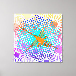 Distress Golden Nazca Linjer Hummingbird Canvastryck