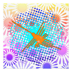 Distress Golden Nazca Linjer Hummingbird Fototryck