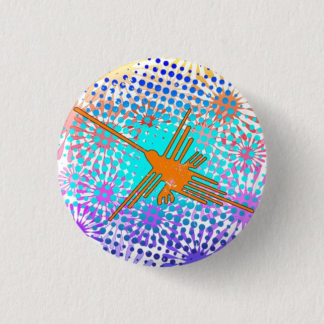 Distress Golden Nazca Linjer Hummingbird Knapp (Framsida)