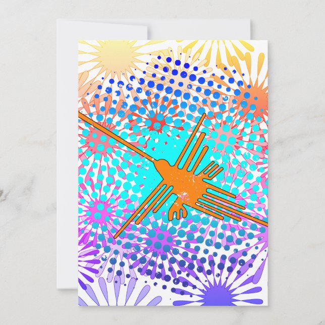 Distress Golden Nazca Linjer Hummingbird Kort (Framsida)