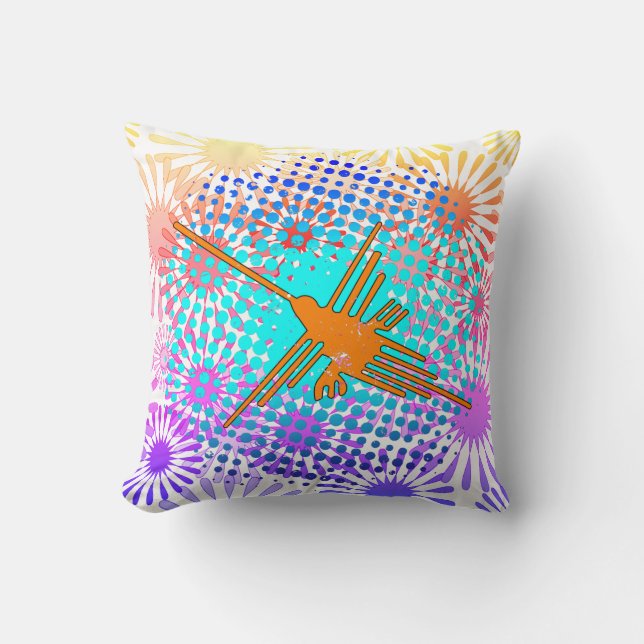Distress Golden Nazca Linjer Hummingbird Kudde (Framsida)