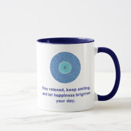 Distress Good Vibes Blue Evil Öga Heart Mönster Mugg