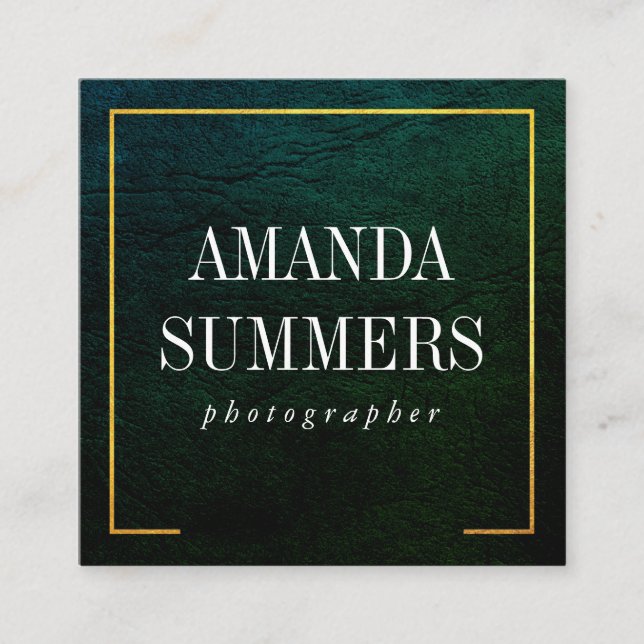 Distress Grönt Guld Gräns Fyrkantigt Visitkort (Framsida)