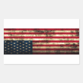 Distress Grunge American Flagga Rektangulärt Klistermärke