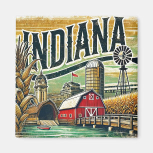 Distress Grunge Indiana Magnet