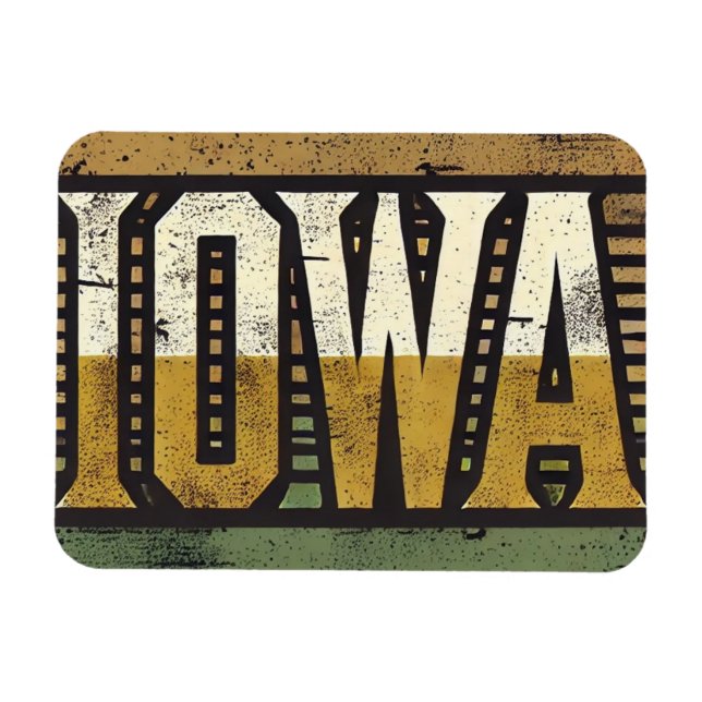 Distress Grunge Iowa Magnet (Horisontell)