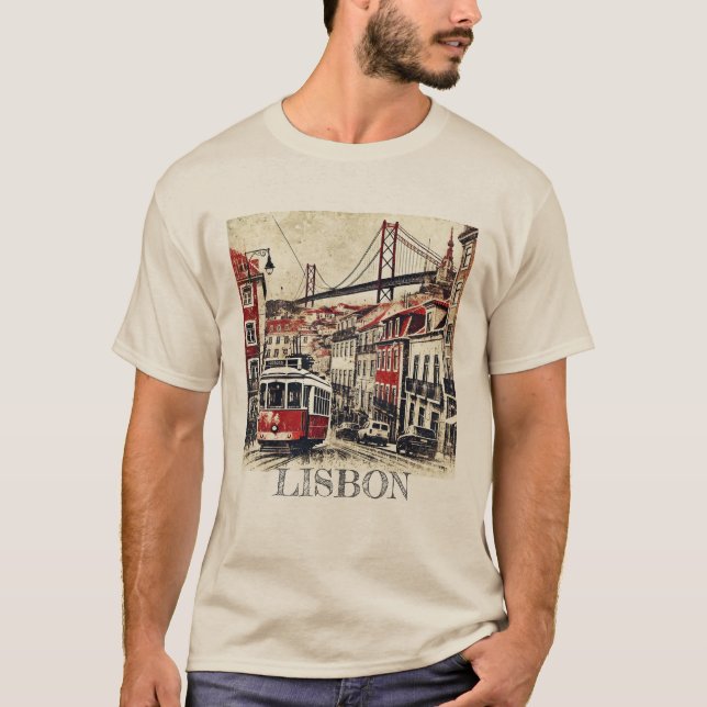 Distress Grunge Lissabon T-Shirt (Framsida)
