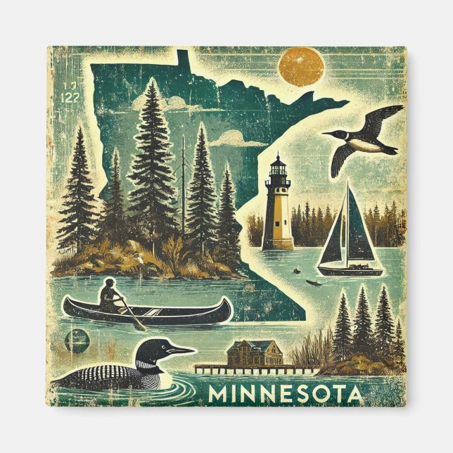 Distress Grunge Minnesota Magnet (Framsidan)
