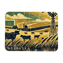 Distress Grunge Nebraska Magnet
