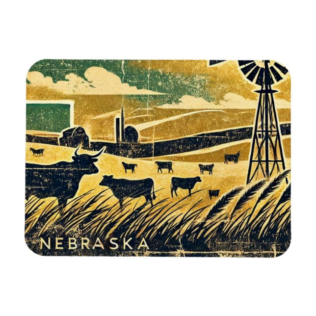Distress Grunge Nebraska Magnet (Horisontell)