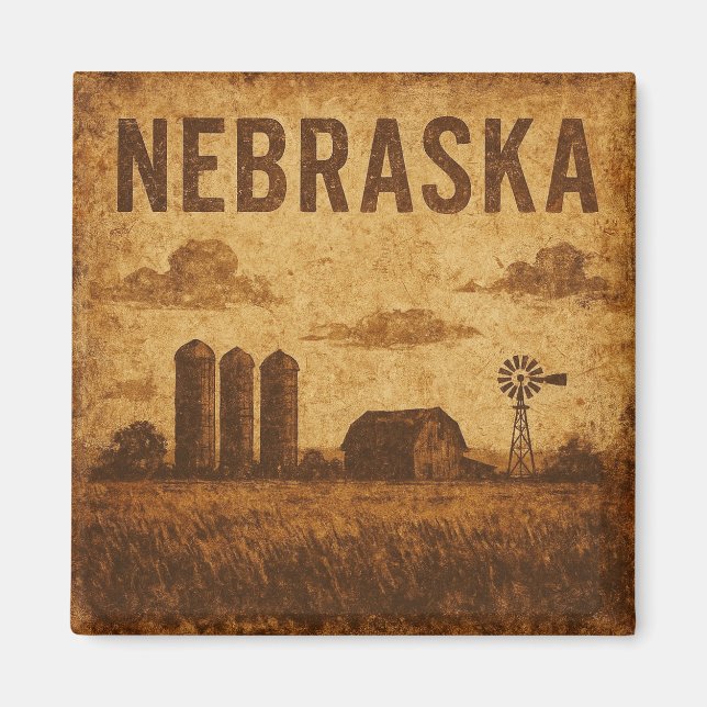 Distress Grunge Nebraska Magnet (Framsidan)