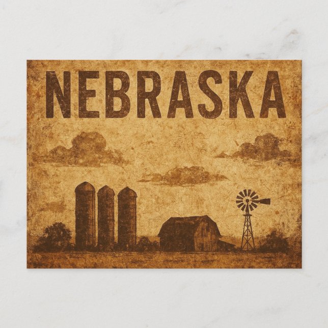 Distress Grunge Nebraska Vykort (Framsida)