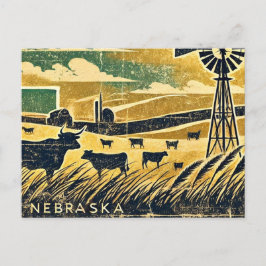 Distress Grunge Nebraska Vykort