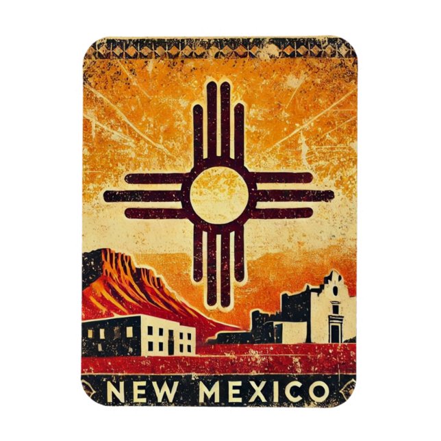 Distress Grunge New mexico Magnet (Vertikal)