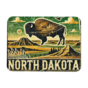 Distress Grunge North Dakota Magnet
