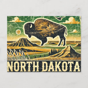 Distress Grunge North Dakota Vykort