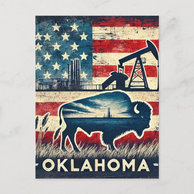 Distress Grunge Oklahoma Vykort (Framsida)