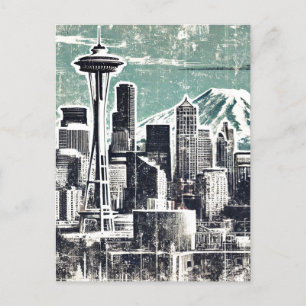 Distress Grunge Seattle Washington Vykort