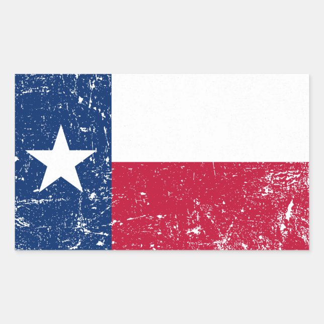 Distress Grunge Texas Flagga Rektangulärt Klistermärke (Framsida)