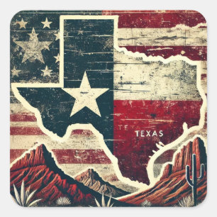 Distress Grunge Texas Fyrkantigt Klistermärke