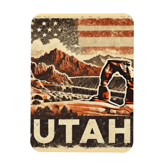 Distress Grunge Utah Magnet (Vertikal)