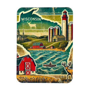 Distress Grunge Wisconsin Magnet