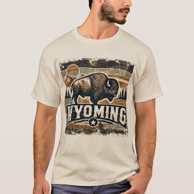 Distress Grunge Wyoming T Shirt (Framsida)