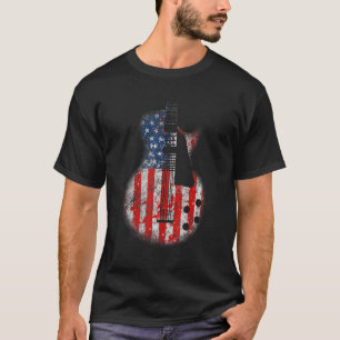 Distress Guitars Vintage Förenta staterna Flagga G T Shirt