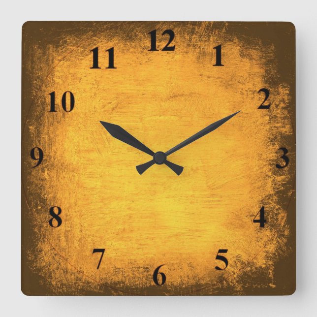Distress Guld Wall Clock Fyrkantig Klocka (Framsida)