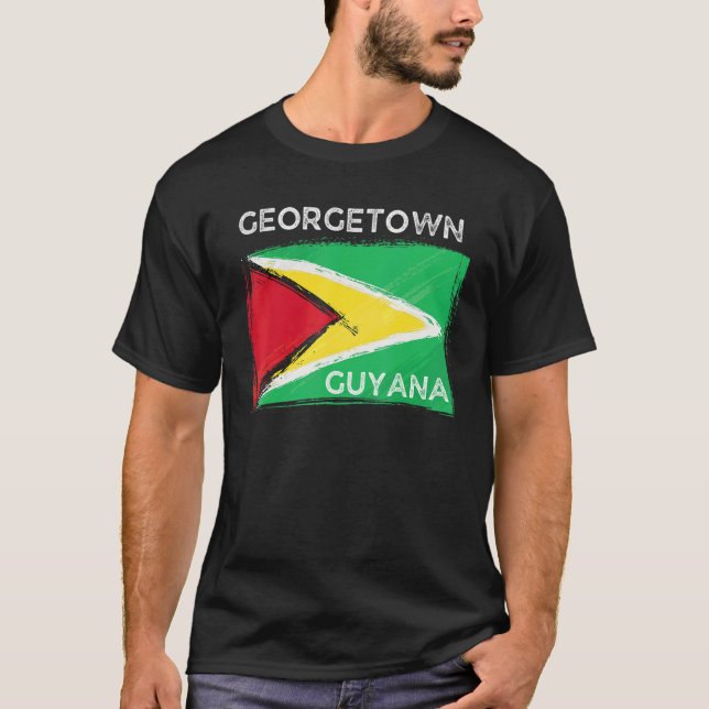 Distress Guyana Flagga Georgetown Guyana Guyana Ro T Shirt (Framsida)