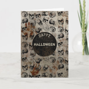 Distress Happy halloween Vintage Skull Halloween Kort