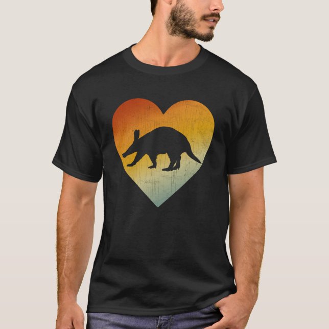 Distress Heart Retro Stil Manar Kvinnor Aardvark T Shirt (Framsida)
