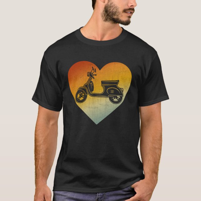 Distress Heart Retro Stil Manar Women Scooters T Shirt (Framsida)