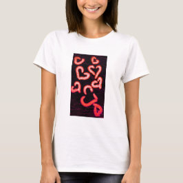 Distress Hearts Red T Shirt