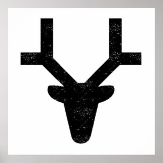 Distress Hjort Head Silhouette Poster
