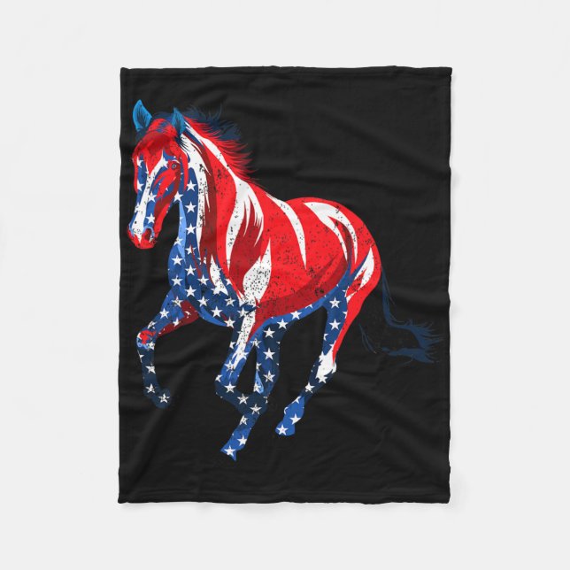 Distress Horse Usa American Flagga Horseba Fleecefilt (Framsidan)