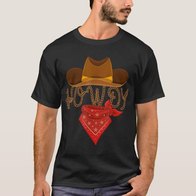 Distress Howdy Cowboy T Shirt (Framsida)