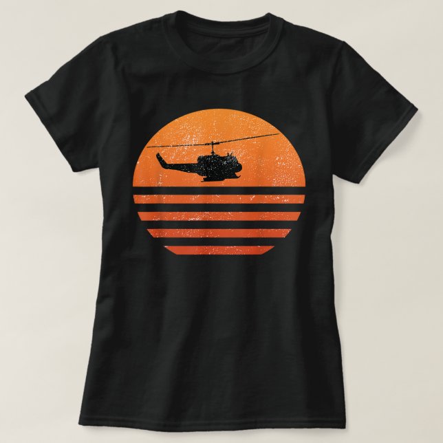 Distress Huey Helicopter UH-1 Vietnam Krig Vetera T Shirt (Design framsida)