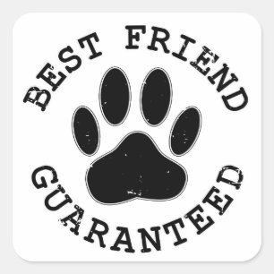 Distress Hund Best Friend Garanteed Fyrkantigt Klistermärke