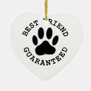 Distress Hund Best Friend Garanteed Julgransprydnad Keramik